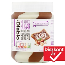 Diablo mogyoró és fehércsokoládé krém hozzáadott cukor nélkül, édesítőszerrel 350 g