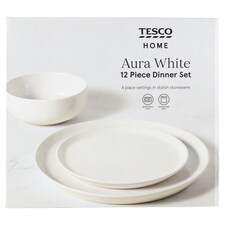 Home Aura fehér étkészlet, 12 db-os