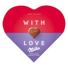 Milka I love Milka alpesi tejcsokoládé praliné mogyorós krémtöltelékkel 44 g