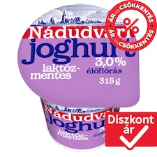 Nádudvari laktózmentes, élőflórás, natúr joghurt 3% 315 g