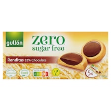Gullón Zero cukormentes étcsokoládéval bevont keksz édesítőszerrel 5 x 37,2 g (186 g)