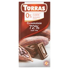 Torras étcsokoládé 72%-os kakaótartalommal, édesítőszerrel 75 g