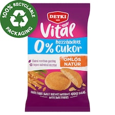 Detki Vital édes omlós natúr keksz hozzáadott cukor nélkül, édesítőszerekkel 180 g