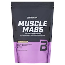 BioTechUSA Muscle Mass vanília ízű fehérje italpor szénhidrátokkal és kreatinnal 1000 g