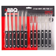 BBQ steak kés és villa szett 12 db