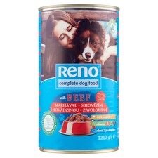 Reno nedves kutyaeledel, kutyatáp felnőtt kutyáknak marhával szószban konzerv 1240 g