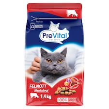 PreVital száraz macskaeledel, macskatáp felnőtt macskáknak marhával 1,4 kg