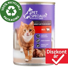 Pet Specialist teljes értékű állateledel felnőtt macskák számára, falatkák marhával szószban 415 g