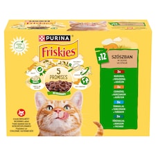 Friskies szószban marhával/csirkével/tonhallal/tőkehallal macskaeledel 12 x 85 g (1,02 kg)