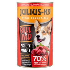 Julius-K9 teljes értékű állateledel felnőtt kutyák számára mártásban marhával + májjal 1230 g