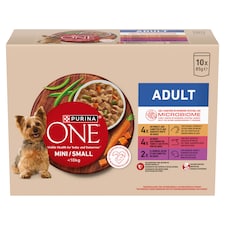Purina One Mini Adult csirkével/marhával/báránnyal szószban nedves kutyaeledel 10 x 85 g (850 g)