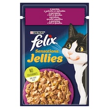 Purina Felix Sensations Jellies kacsával, aszpikban spenóttal nedves macskaeledel 85 g