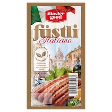 Master Good Füstli Italiano parmezán sajtos, füst ízesítésű virsli csirkehúsból 140 g