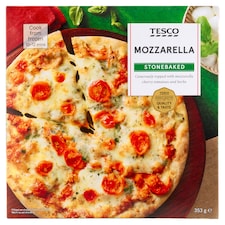 gyorsfagyasztott, kövön sült pizzalap mozzarella sajttal, cseresznyeparadicsommal 353 g