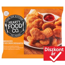 Hearty Food Co. gyorsfagyasztott darabokból formázott panírozott csirkemellfilé 500 g