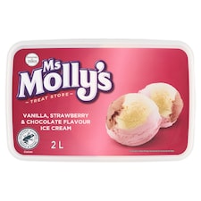 Ms Molly's vaníliás, csokoládéízű és eperízű jégkrém 2 l