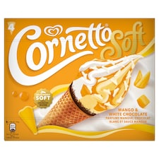 Cornetto Soft Multipack Tölcséres Jégkrém Mangós és Fehér csokoládés 4 x 140 ml