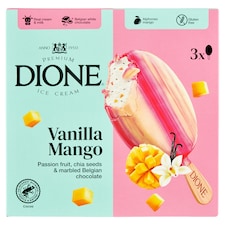 Dione vanília-mangó fagylalt maracujával, chia maggal és belga márványos csokoládéval 3 db 270 ml
