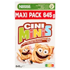 Cini Minis Maxi Pack ropogós fahéjas gabonapehely teljes kiőrlésű búzával, vitaminokkal 645 g