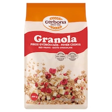 Cerbona piros gyümölcsös-fehér csokis granola 450 g