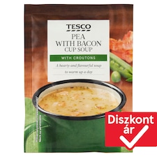 instant borsóleves pirított kenyérkockákkal és baconnel 22 g