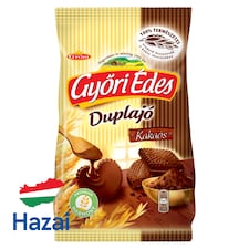 Győri Édes Duplajó kakaós bevonómasszával talpán mártott, kakaós, omlós keksz 150 g