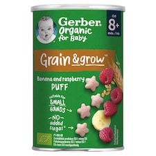 Gerber bio banános és málnás gabonasnack, 8 hónapos kortól 35 g