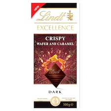 Lindt Excellence étcsokoládé ropogós ostya darabokkal és karamell darabokkal 100 g