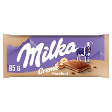 Milka Creme Hazelnut alpesi tej felhasználásával készült tejcsokoládé mogyorós krémtöltelékkel 85 g