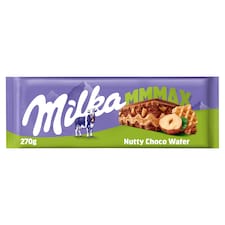 Milka Mmmax tejcsokoládé ostyával, mogyorós krémtöltelékkel és mogyoródarabokkal 270 g