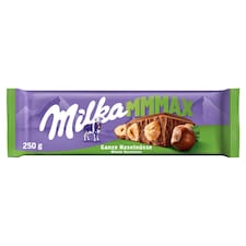 Milka Mmmax alpesi tej felhasználásával készült tejcsokoládé egész mogyoróval 250 g