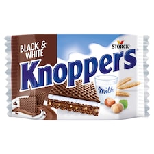 Knoppers Black & White tejes-mogyorós töltött ostya kakaós tejbevonóval félig mártva 25 g
