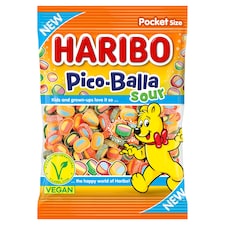 Haribo Pico-Balla savanyú gyümölcsízű kandírozott gumicukorka konfekt 80 g