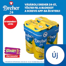 Dreher 24 Citrom alkoholmentes világos sör és citrom ízű ital keveréke 0,0% 4 x 0,5 l