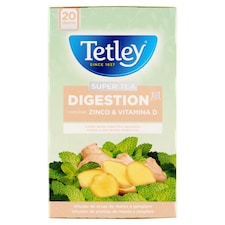 Tetley Digestion Super Tea cinkkel és D vitaminnal, ízesített gyógynövénytea 20 filter 40 g