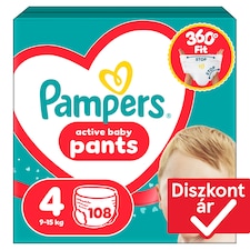 Pampers Active Baby Bugyipelenka, Méret: 4, 108 db Pelenka, 9kg-15kg