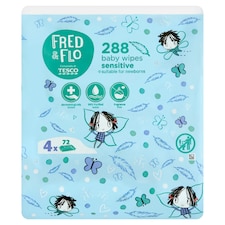 Fred & Flo illatmentes, nedves babatörlőkendők érzékeny bőrre 4 x 72 db