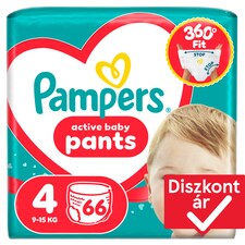 Pampers Active Baby Bugyipelenka, Méret: 4, 66 db Pelenka, 9kg-15kg