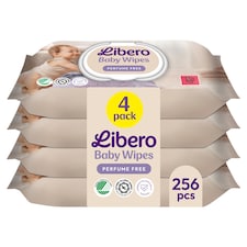 Libero parfüm- és műanyagmentes nedves törlőkendő 4 x 64 db