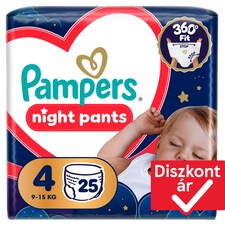 Pampers Night Bugyipelenka, Méret: 4, 25 db Pelenka, 9kg-15kg