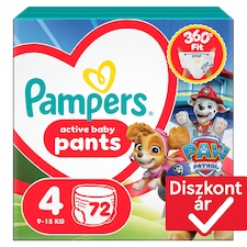 Pampers Active Baby Bugyipelenka Mancs Őrjárat Kiadás, Méret: 4, 72 db Pelenka, 9kg-15kg
