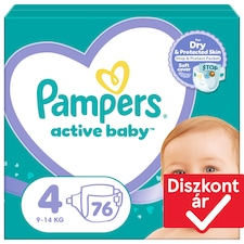 Pampers Active Baby Pelenka, Méret: 4, 76 db Pelenka, 9kg-14kg