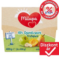 Milupa Frutapura Gyümölcsvarázs 100% gyümölcspüré 6 hó+ 4 x 100 g (400 g)