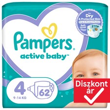 Pampers Active Baby Pelenka, Méret: 4, 62 db Pelenka, 9kg-14kg