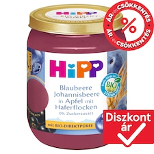 HiPP bio gyümölcskészítmény gabonával alma-áfonya-feketeribizli bébidesszert 8 hónapos kortól 160 g