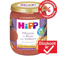 HiPP bio gyümölcskészítmény gabonával körte-szilva bébidesszert 6 hónapos kortól 160 g