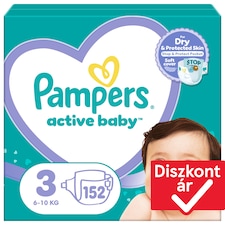 Pampers Active Baby Pelenka, Méret: 3, 152 db Pelenka, 6kg-10kg