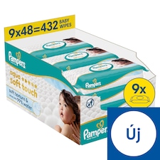 Pampers Aqua Soft Touch Baby Nedves Törlőkendő, 9 Csomag x 48 Törlőkendő = db Baba Nedves Törlőkendő