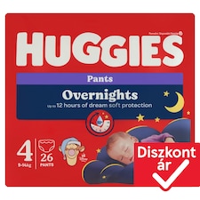 Huggies Overnights éjszakai bugyipelenka kisbabák számára, méret: 4, 9-14 kg 26 db