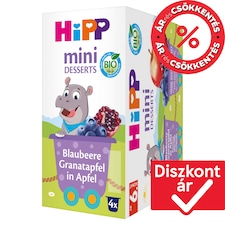 HiPP bio gyümölcskészítmény áfonya-gránátalma bébidesszert 6 hónapos kortól 4 x 100 g (400 g)